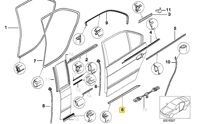 NEW BMW 7 E38 REAR RIGHT DOOR LOWER MOLDING 8158190 51228158190 2001 13685092