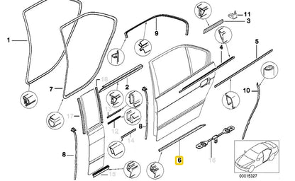 NEW BMW 7 E38 REAR RIGHT DOOR LOWER MOLDING 8158190 51228158190 2001 13685092