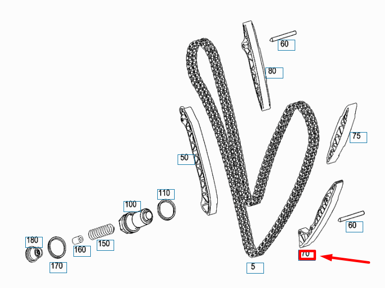 NEW MERCEDES-BENZ C W204 BOTTOM LEFT TIMING CHAIN GUIDE RAIL A2720520016