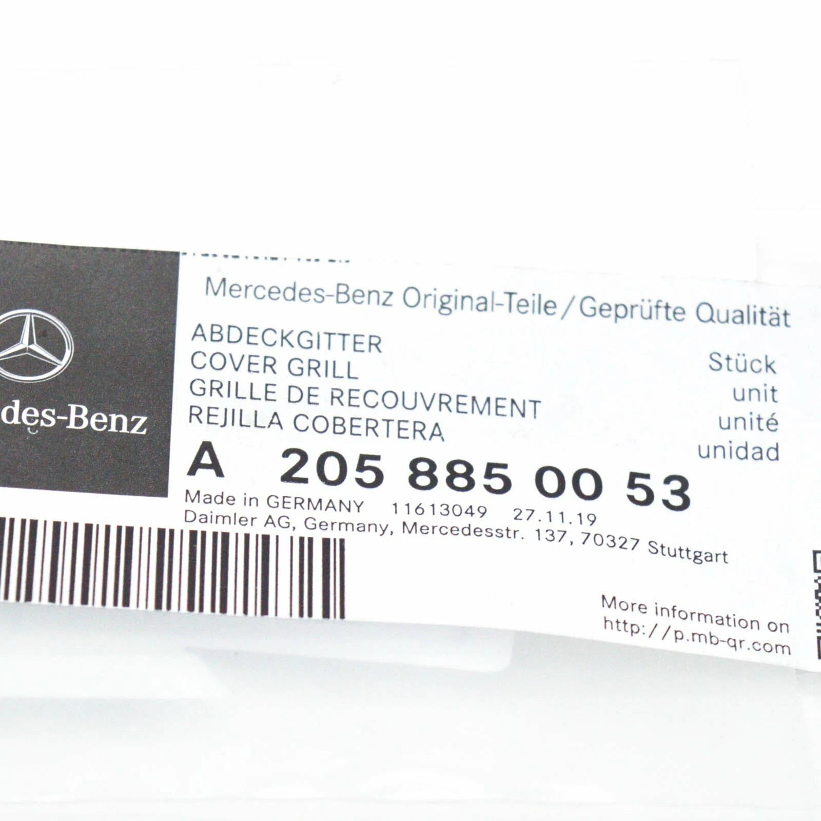 NEW MERCEDES-BENZ C W205 REAR BUMPER LEFT GRILLE COVER A2058850053 ORIGINAL