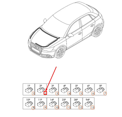 NEW AUDI A1 MK1 FLAT CONTACT HOUSING 2 PIN BLACK 8E0973202 ORIGINAL