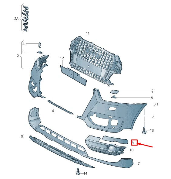 NEW AUDI Q3 8U FRONT LEFT BUMPER FOG LIGHT GRILL TRIM 8U0807379B9B9 ORIGINAL