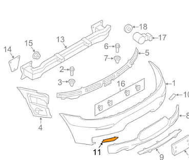 new bmw z4 e89 roadster rear m bumper left side reflector 63147843527 original