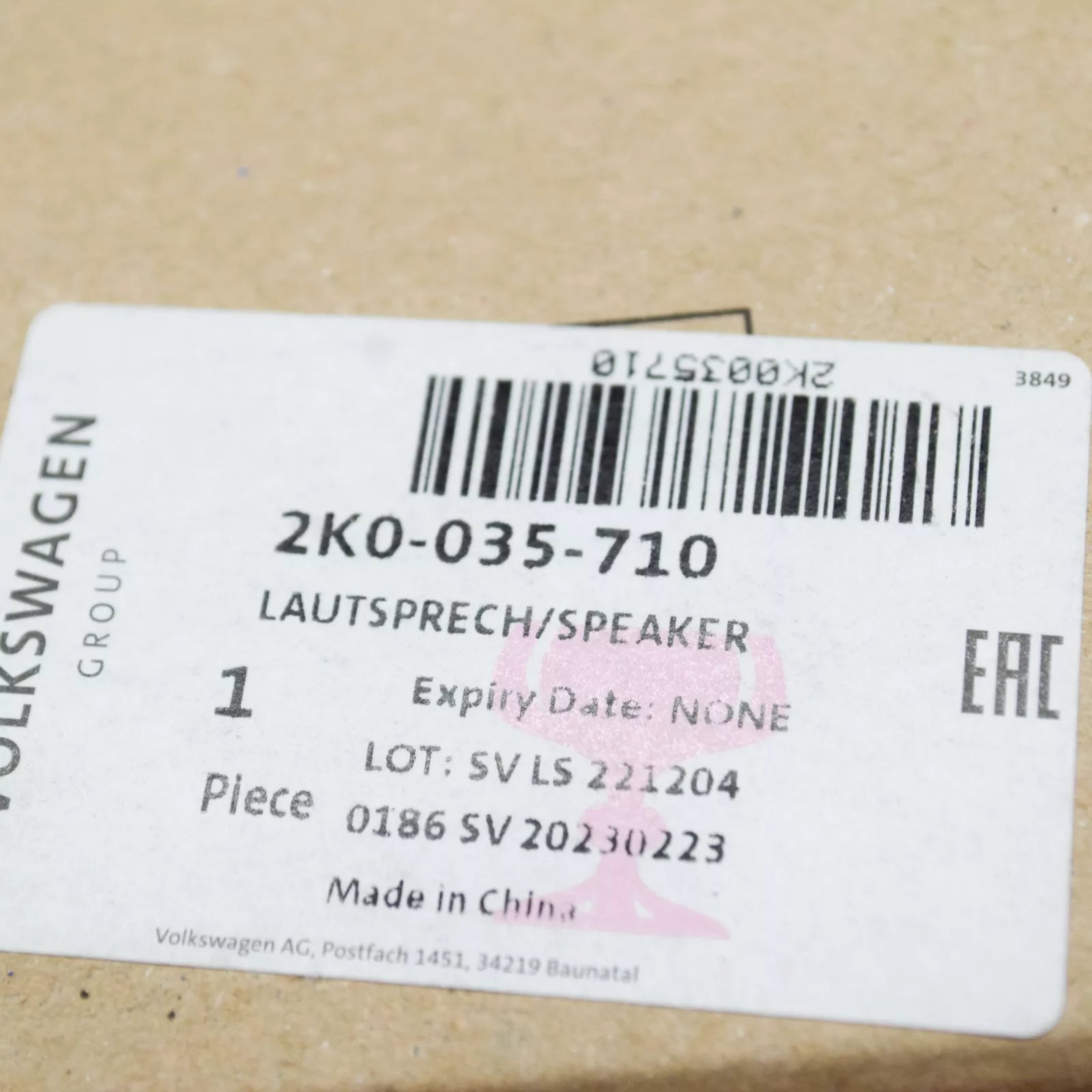 NEW VOLKSWAGEN CADDY 2K MK3 FRONT DOOR LOUDSPEAKER 2K0035710 ORIGINAL