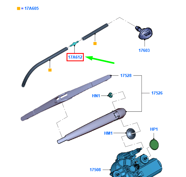 new ford ka mk2 rear windscreen washer pipe hose connector 1554051 original