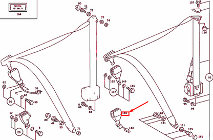 NEW MERCEDES-BENZ SL R107 FRONT LEFT SEAT BELT FASTENER A1078603169 ORIGINAL