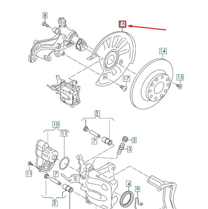 NEW VW TIGUAN MK1 REAR RIGHT BRAKE DISC COVER PLATE 5Q0615612S ORIGINAL