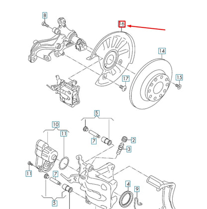 NEW VW TIGUAN MK1 REAR RIGHT BRAKE DISC COVER PLATE 5Q0615612S ORIGINAL
