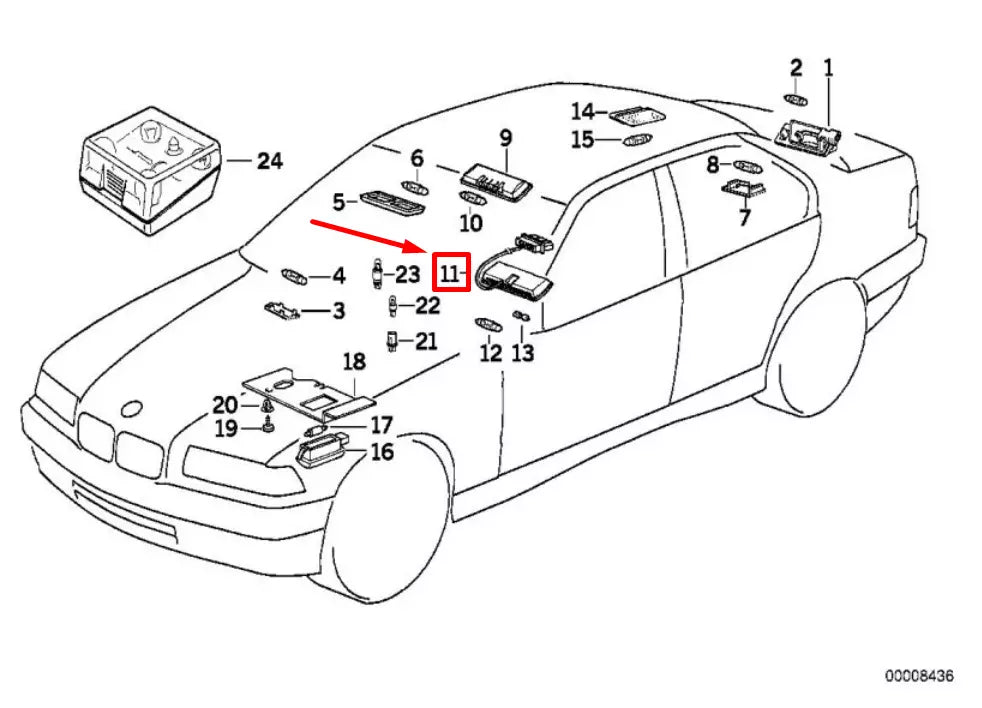 NEW BMW 3 COMPACT E36 INTERIOR READING LIGHT 63318357865 8357865 ORIGINAL