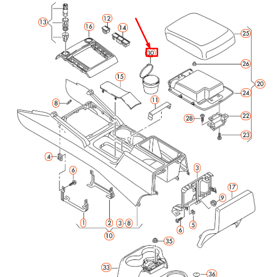 NEW VW AMAROK CENTRE CONSOLE ASHTRAY 5P0857962A1UQ ORIGINAL