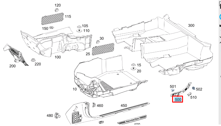 NEW MB C W205 LEFT REAR INNER ENTRANCE COVER TRIM A20568071009051 ORIGINAL