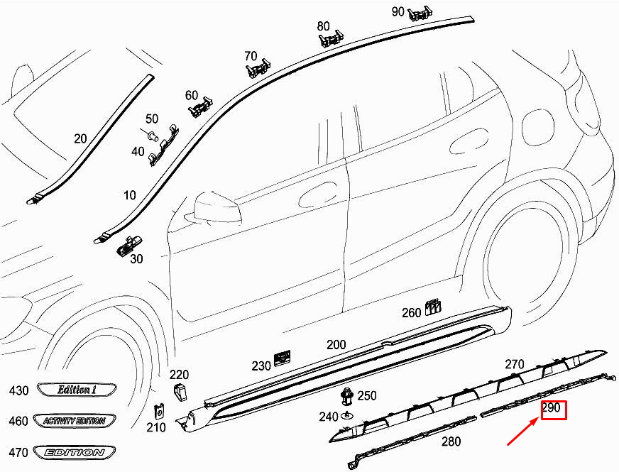 new mercedes-benz gla x156 rear right sill bracket a1566980414 original