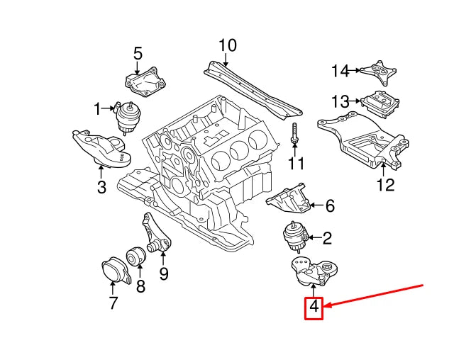 NEW AUDI A6 AVANT C6 LEFT ENGINE MOUNT BODY BRACKET 4F0199351S ORIGINAL