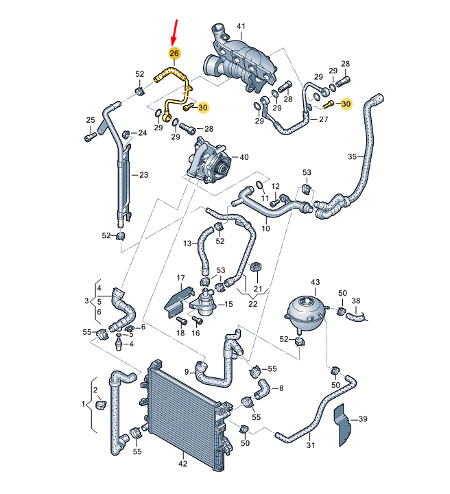 NEW VW TRANSPORTER VI T6 COOLANT RETURN PIPE 06J121492N ORIGINAL