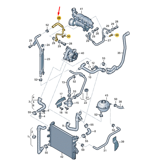 NEW VW TRANSPORTER VI T6 COOLANT RETURN PIPE 06J121492N ORIGINAL