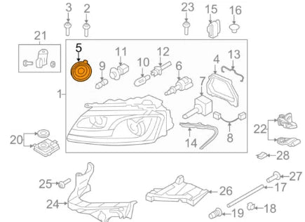NEW AUDI A5 8T3 FRONT HEADLIGHT COVER CAP 7L6941607A ORIGINAL
