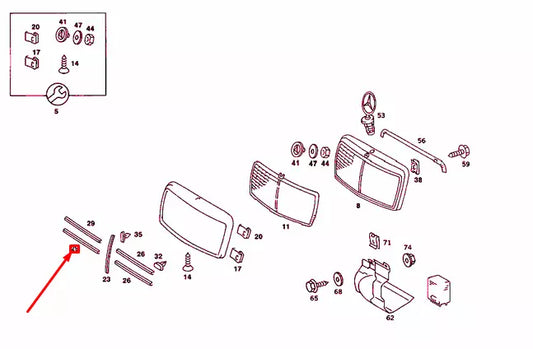 NEW MERCEDES-BENZ 190 W201 RADIATOR GRILLE RIGHT MOULDING A2018880685