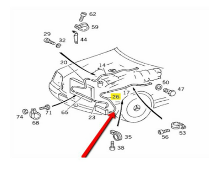 new mercedes-benz s w220 transmission left oil cooler hose a0209972982 original