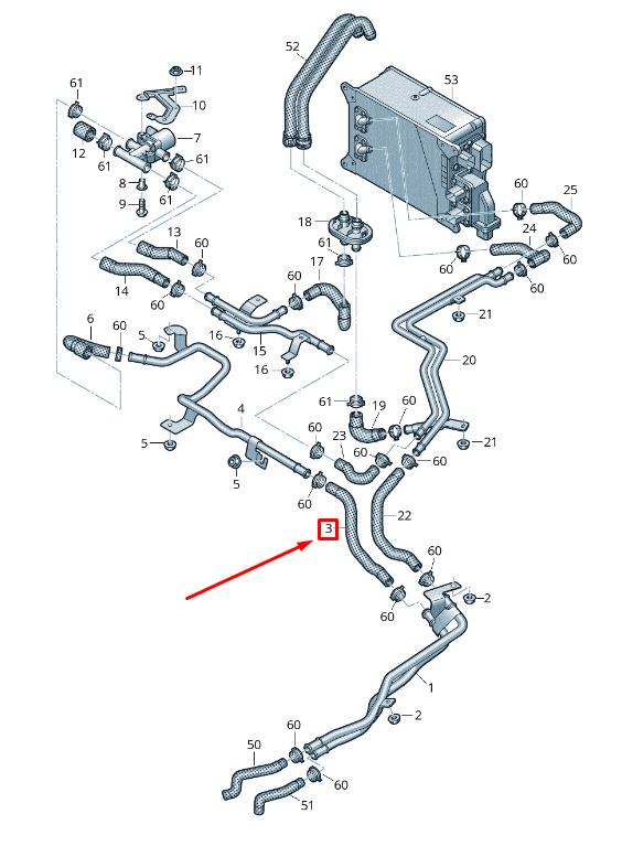 new audi q7 4m engine water coolant hose 4m0121082f original