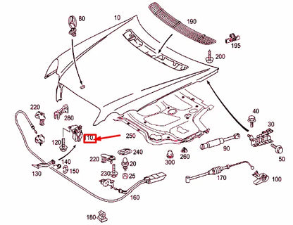 NEW MERCEDES-BENZ C W203 ENGINE HOOD RETAINING HOOK A2038800264 ORIGINAL
