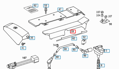 NEW MERCEDES-BENZ E W210 IGNITION UPPER CABLE RUN COVER A1041590425 ORIGINAL
