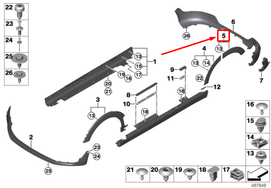 new mini clubman f54 rear right wheel arch cover 7401058 51777401058 original