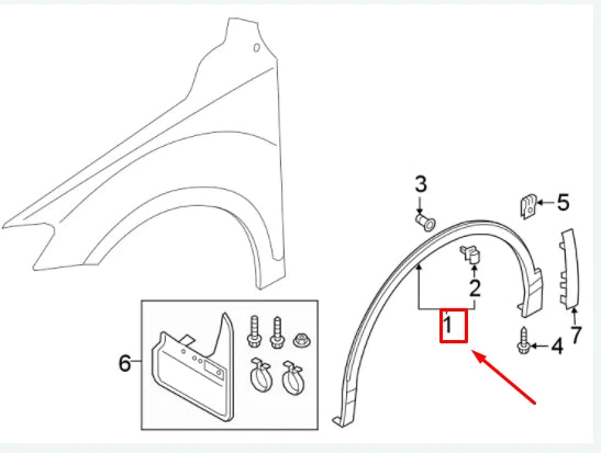 NEW VW TIGUAN AD MK2 FRONT RIGHT WHEEL ARCH MOLDING 5NN854732A9B9