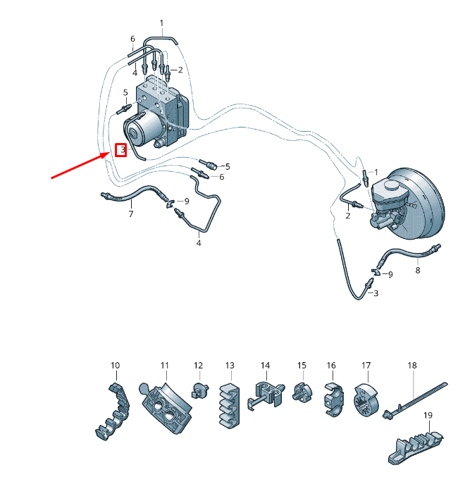 new vw touareg 7p mk2 hydraulic system to junction brake line 7p0614721e