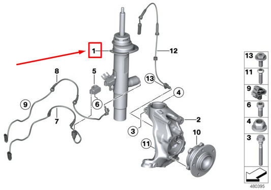 new bmw 4 coupe f32 front right shock absorber 37116864752 6864752 original