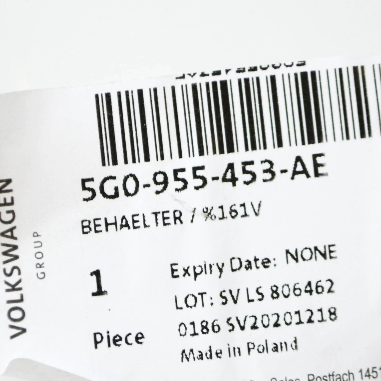 NEW VOLKSWAGEN GOLF MK7 WINDSHIELD WASHER RESERVOIR TANK 5G0955453AE ORIGINAL