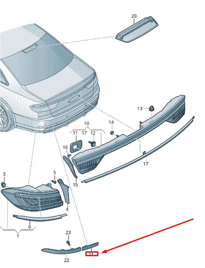 NEW AUDI A8 4N REAR LEFT INNER BUMPER REFLECTOR 4N0945103A