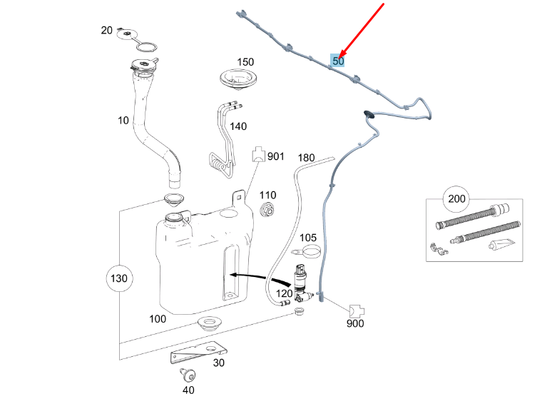 NEW MERCEDES-BENZ VITO W447 WINDSHIELD SYSTEM HOSE LINE A4478607100 ORIGINAL