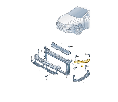 NEW VOLKSWAGEN POLO AW RIGHT UPPER RADIATOR HOLDER BRACE 2G0805932C ORIGINAL