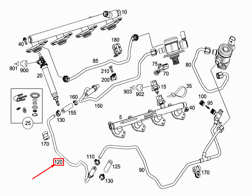 new mercedes-benz e w213 fuel low-pressure line a1770701632 original