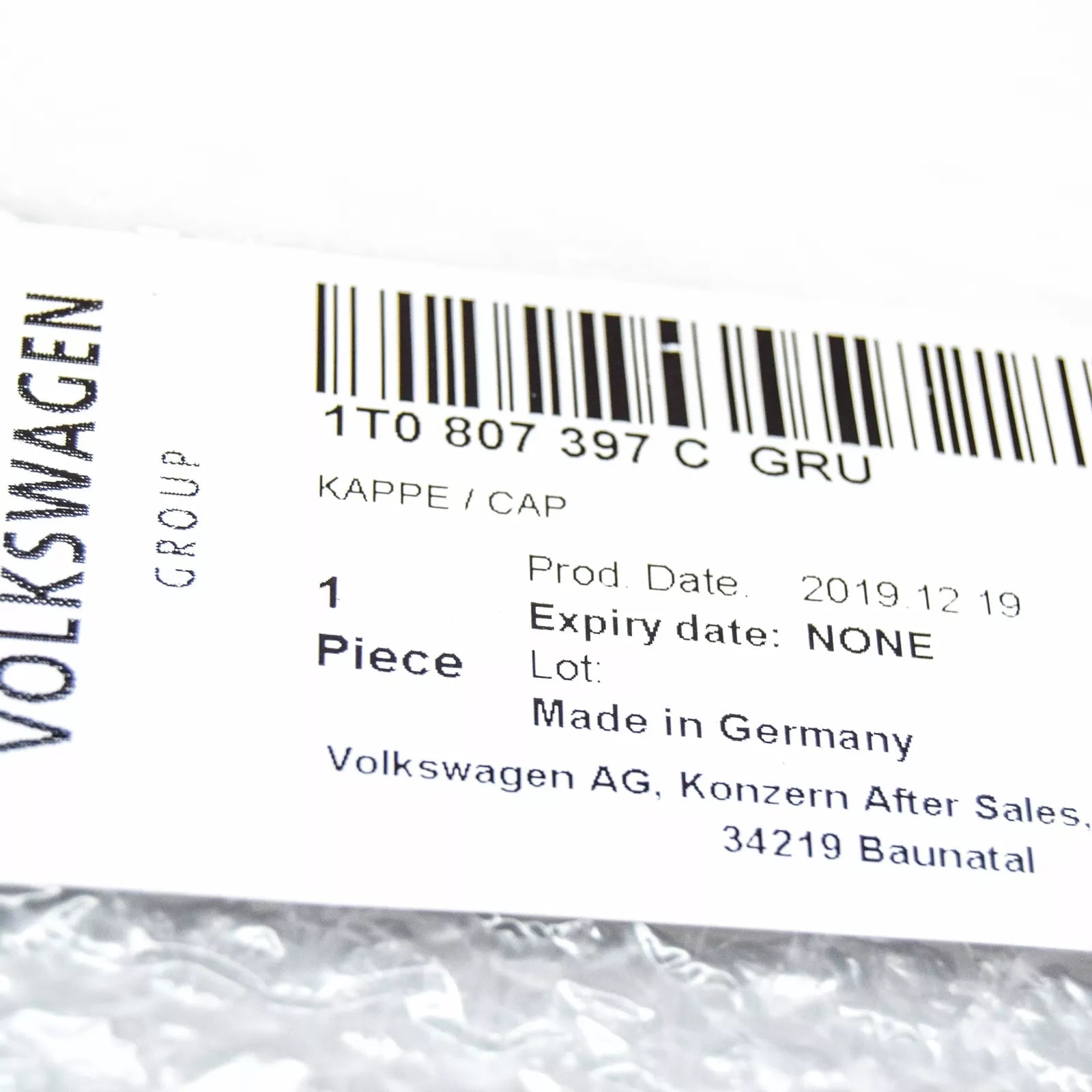 NEW VOLKSWAGEN TOURAN 1T REAR BUMPER TOWBAR COVER 1T0807397CGRU