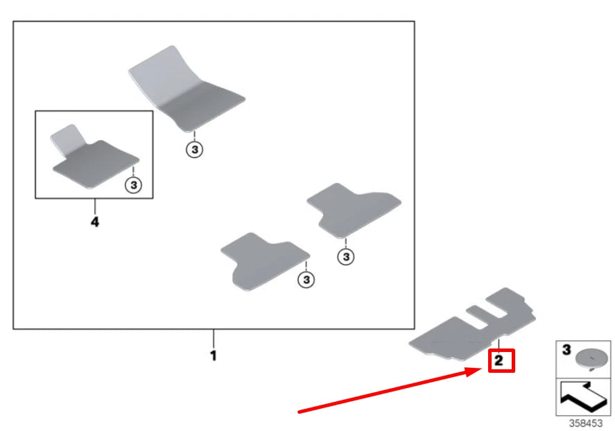 NEW BMW X5 F15 THIRD ROW FLOOR MAT 51477448604 7448604 ORIGINAL