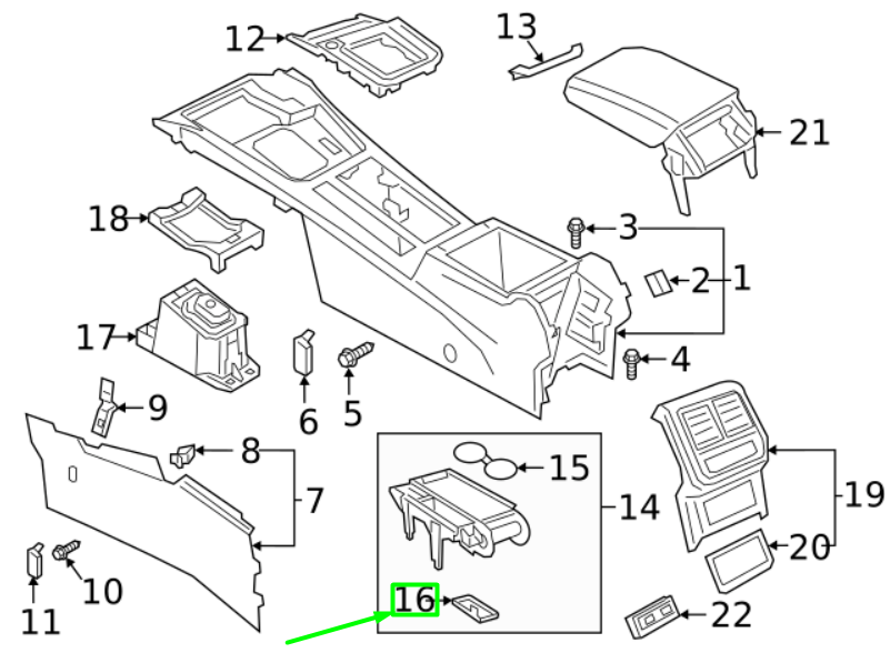 new volkswagen passat b8 3g center console insert tray 3g08631352jv original