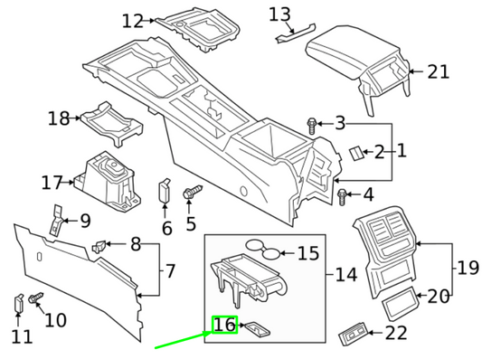 new volkswagen passat b8 3g center console insert tray 3g08631352jv original