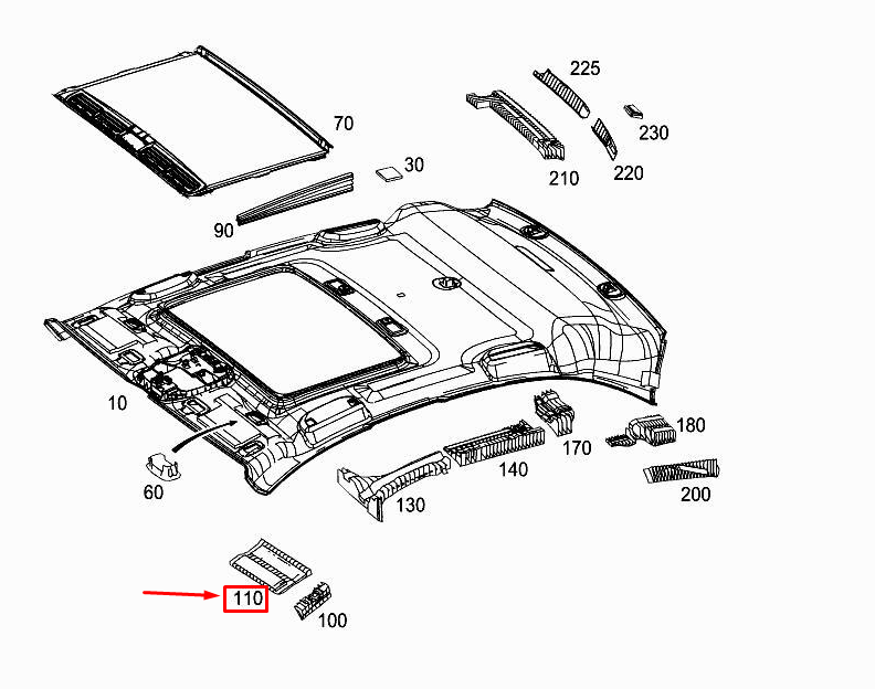 new mercedes-benz glc x253 front left roof absorber a2536925100 original