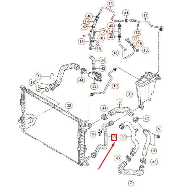 NEW AUDI Q5 8R RADIATOR LOWER COOLANT HOSE 8R0121109J ORIGINAL