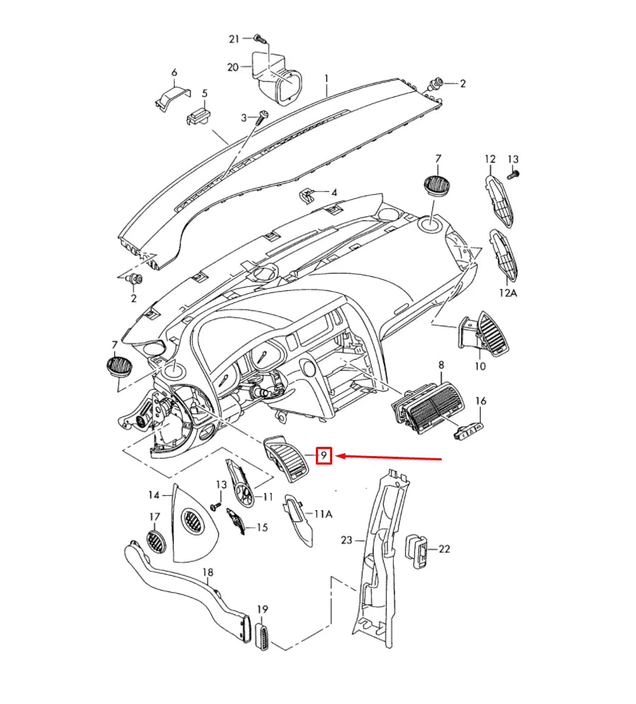 NEW AUDI Q7 4L DASHBOARD LEFT AIR VENT 4L0820901R H77
