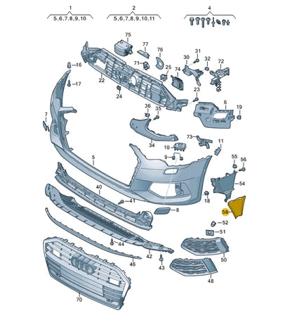 NEW AUDI A4 8W2 B9 RIGHT SIDE AIR GUIDE 4K0121764A ORIGINAL