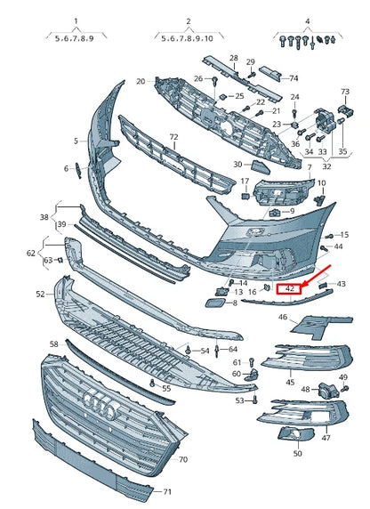 NEW AUDI A8 4N FRONT RIGHT BUMPER TRIM 4N08533342ZZ