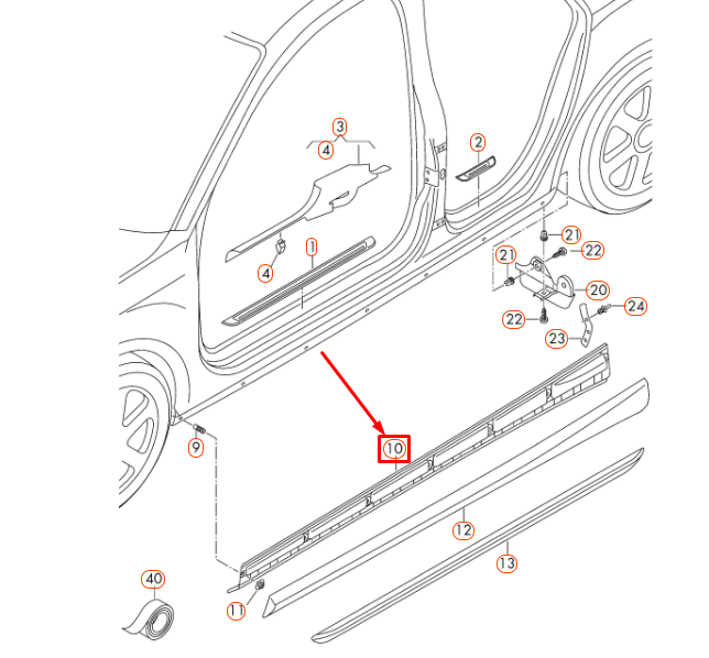 new audi a3 8v right rocker panel securing strip bracket 8v5854536 original