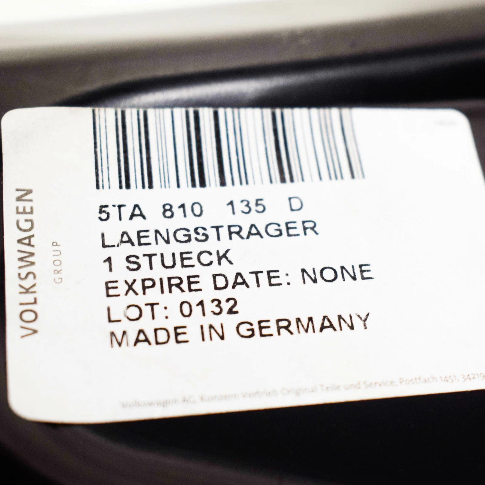 NEW VOLKSWAGEN TOURAN MK2 FRONT LEFT SIDE MEMBER PART 5TA810135D ORIGINAL