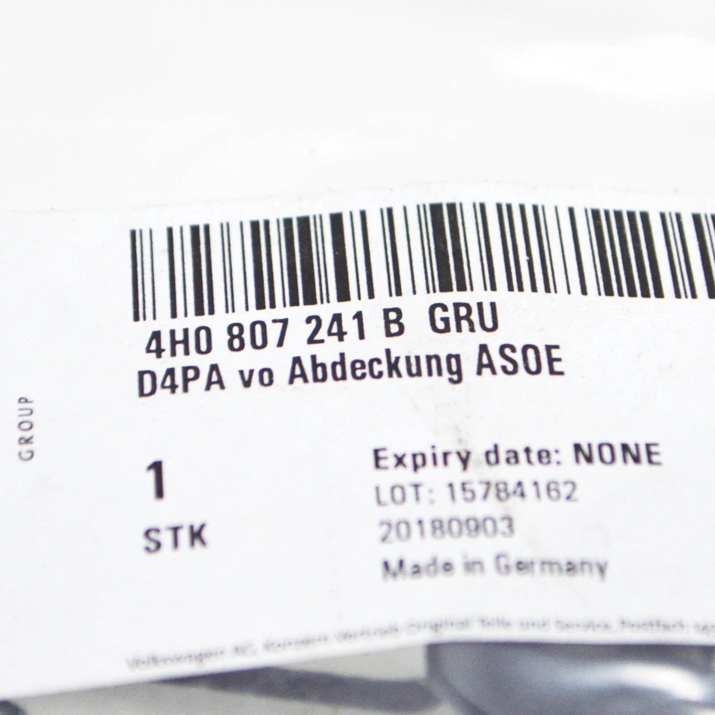 NEW AUDI A8 D4 FRONT BUMPER TOW EYE COVER 4H0807241BGRU ORIGINAL