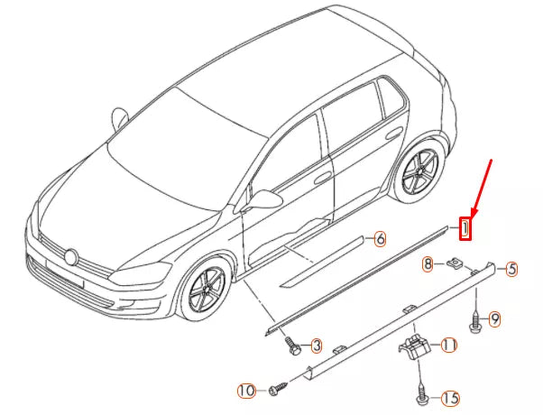 NEW VW GOLF MK7 R RIGHT WIDENED SILL PANEL RETAINING STRIP 5G0853544A