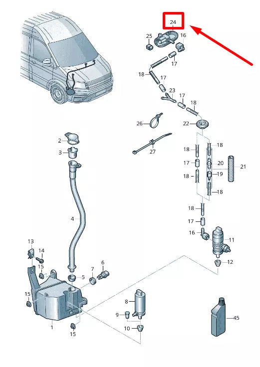 NEW VW CRAFTER RIGHT WINDSCREEN WASHER JET 7C0955988 ORIGINAL