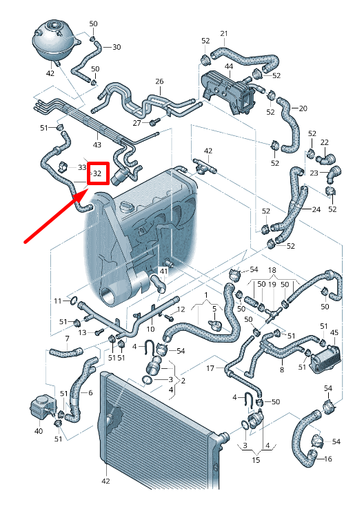 NEW AUDI A3 8P1 ENGINE COOLANT HOSE 1K0122109BB ORIGINAL