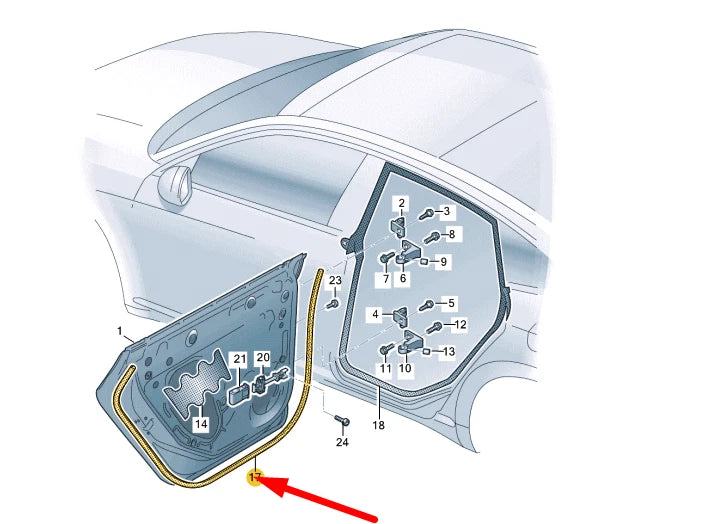 NEW VOLKSWAGEN ARTEON 3H7 REAR RIGHT DOOR OUTER SEAL 3G8839702B5AP ORIGINAL